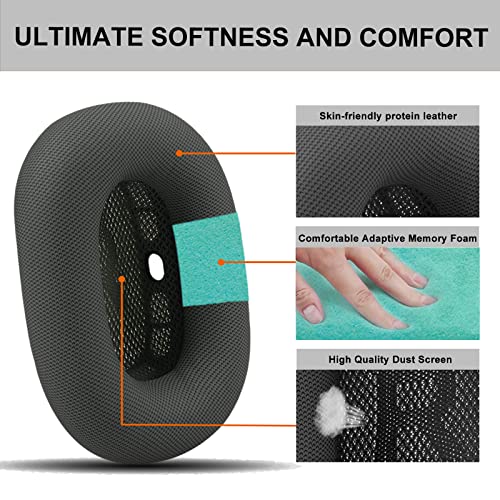 Premium Replacement Ear Cushions For Apple Airpods Max Headphone, Protein Leather Memory Foam Earpads (Protein Leather-Gray) #TOP2