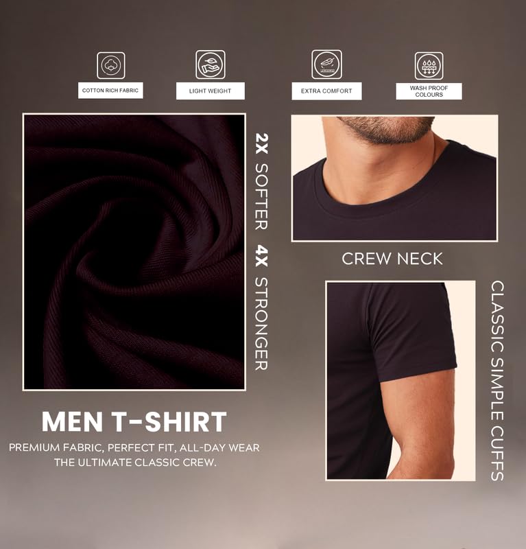 Image of Sleepynuts Men's Regular Fit Round Neck Half Sleeves Solid Casual Wear T-Shirt