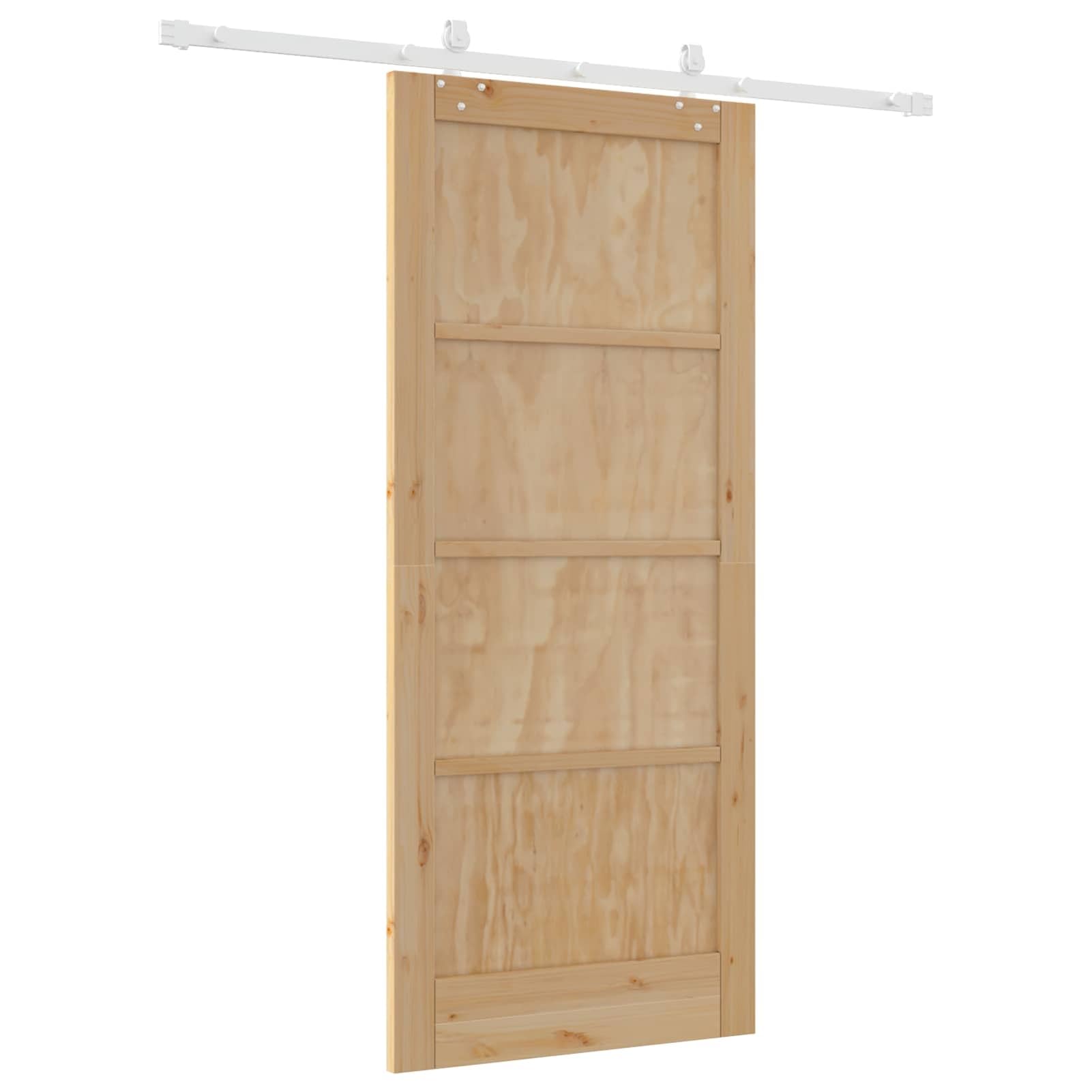 Schiebetür aus Massivholz, 86 x 198,5 cm, platzsparendes Design mit oberem Schiebemechanismus, für Wohnzimmer und Schlafzimmer3445528