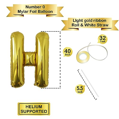 Image of Letter Balloons Gold Party Balloon - 40 Inch Large Gold Letter H Balloon, Letter Balloon Birthday Decorations, Balloon for Women Men Anniversary Party Decorations Supplies