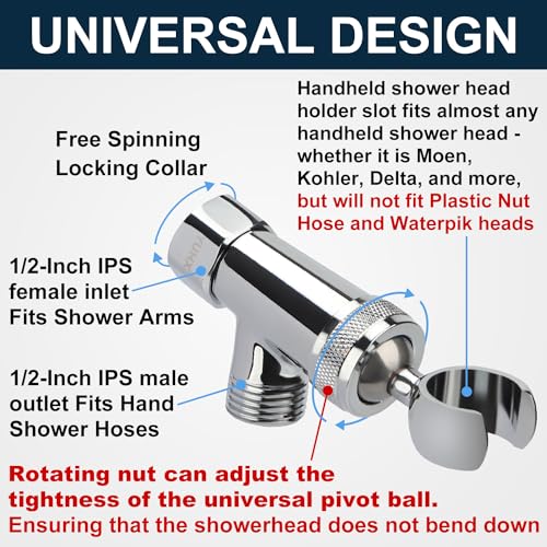 Yuhx HAND HELD SHOWER ARM HOLDER -BC Shower Head Holder All Metal, Brass Adjustable Shower Arm Bracket For Handheld, Hand Held Showerhead Holder thumb #3