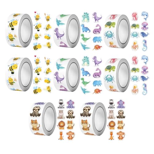 TIMJJG 8 Pegatinas Inspiradoras De Animales Lindos, Pegatinas Autoadhesivas De Dibujos Animados, Pegatinas Multifunción De Alta Viscosidad, Regalos De Recompensa para Niños.