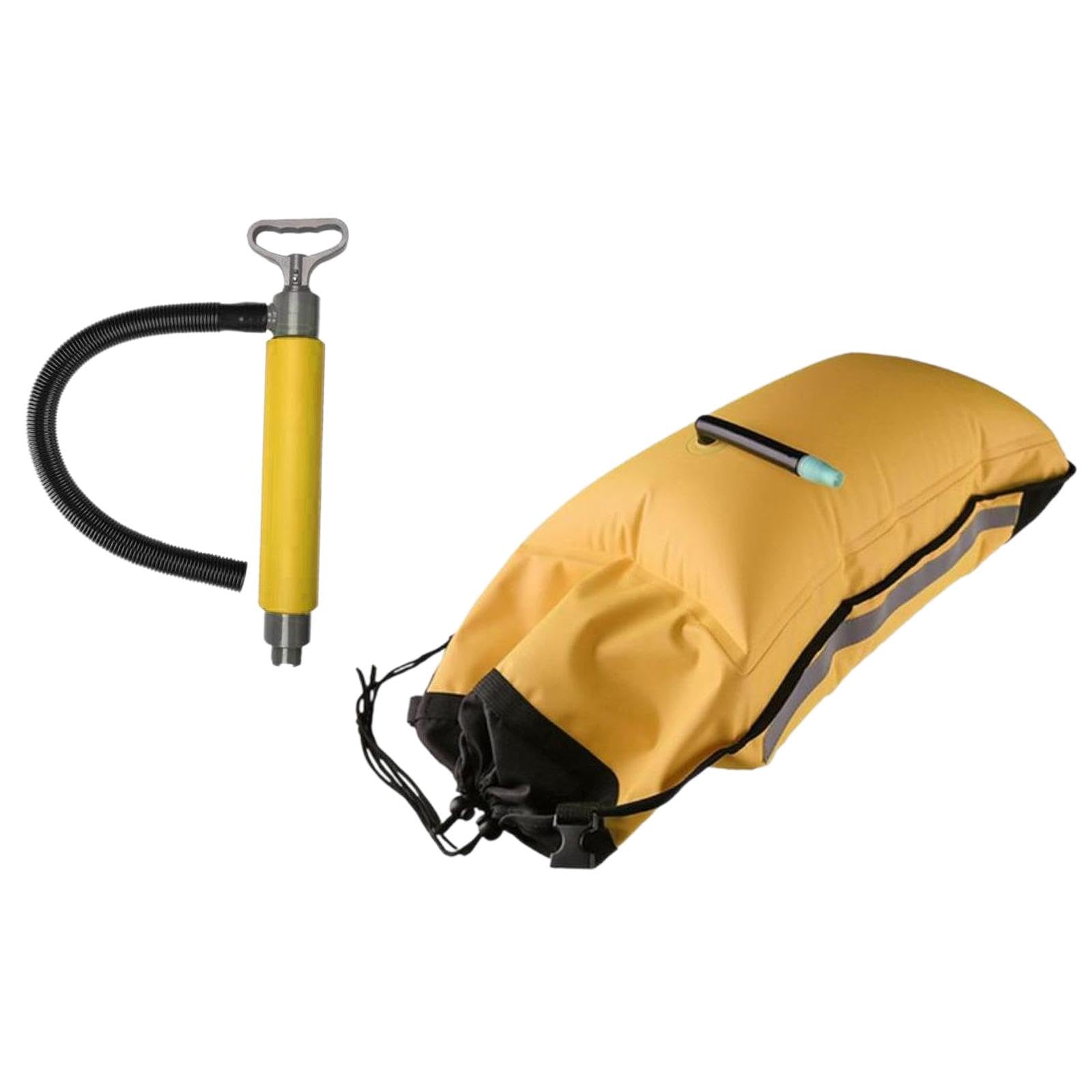 kowaku Paddle Float Bag Kayak Bilge Pump Functional with Reflective Strip Bag Paddlers Bilge Hand Pump for Small Boats, Yellow