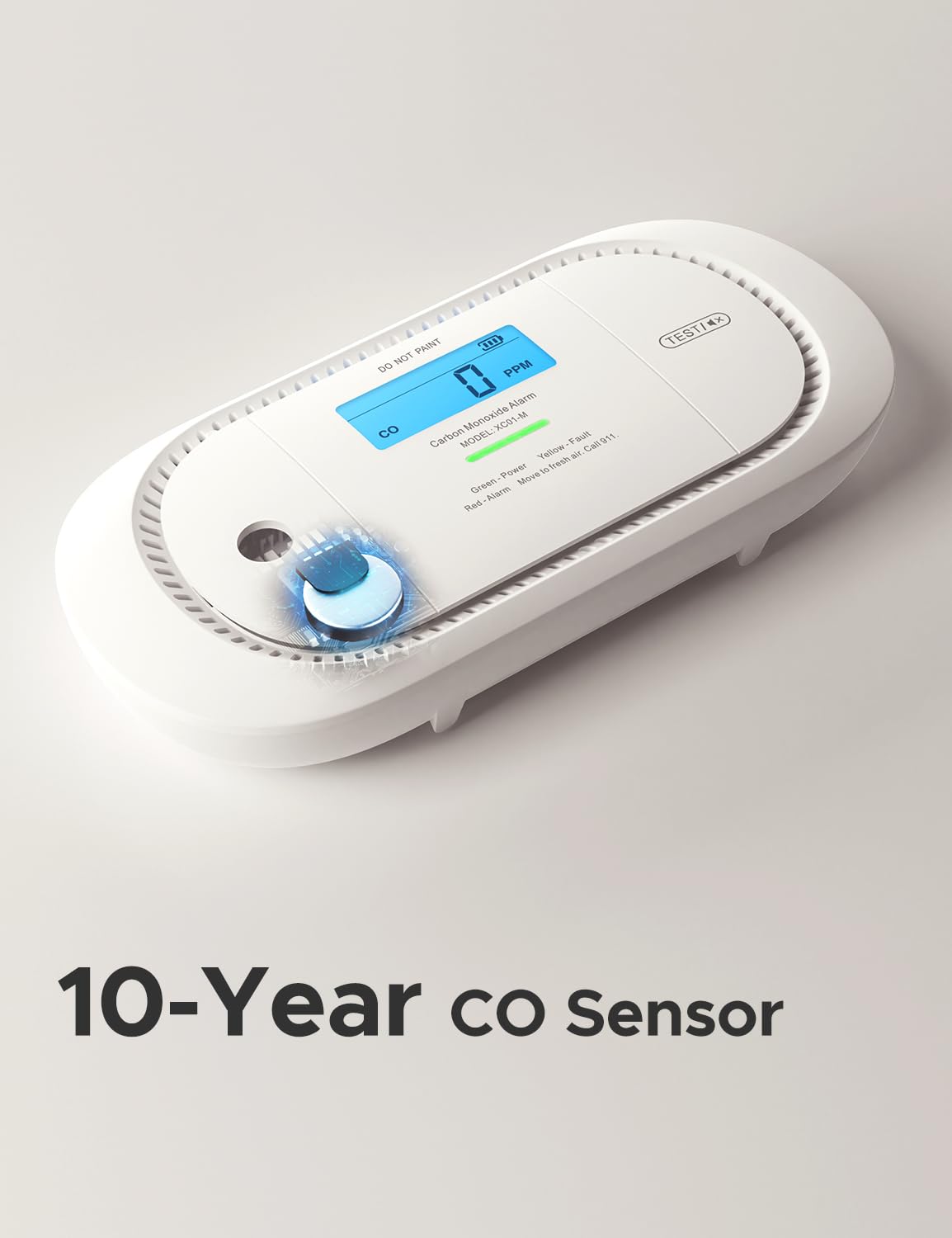 X-Sense Smart Carbon Monoxide Detector XC01-M, an Accessory for FS31 or FS51 Smoke Alarm Kit, Wireless Interconnected Portable CO Detector, Model XC01-M, 1-Pack