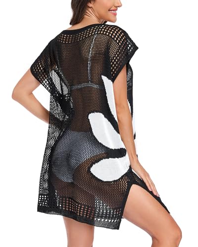 Image of Adisputent Womens Swimsuits Cover Ups Crochet Chiffon Beach Cover Bathing Suit Bikini Wear Coverups Dress