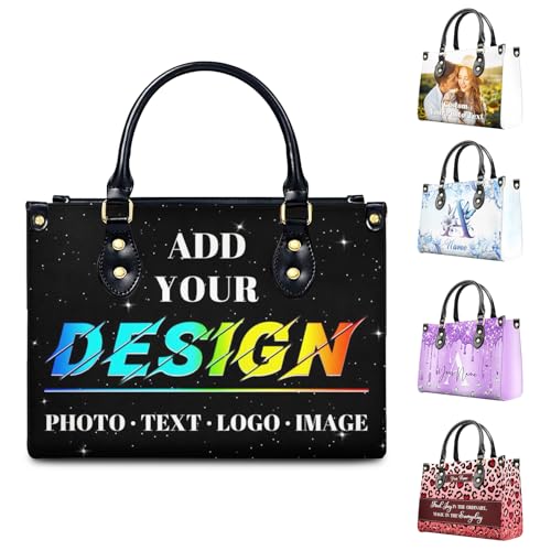 Personalized Leather Handbag, Custom Purse for Women, Add Your Design/Photo/Text, Initial Tote Bag Gifts with Name