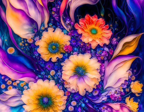 Poster sur toile sans cadre 58x90 cm SERENDIPITP avec arrangement exubérant de fleurs magnifique