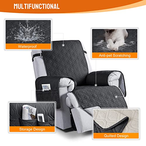 Image of VANSOFY 100% Waterproof Recliner Chair Covers, Recliner Cover Non-Slip Dog Chair Cover Furniture Protector Washable Slipcover with Pocket, Elastic Straps for Pets, Dogs(Black, 28 inch)