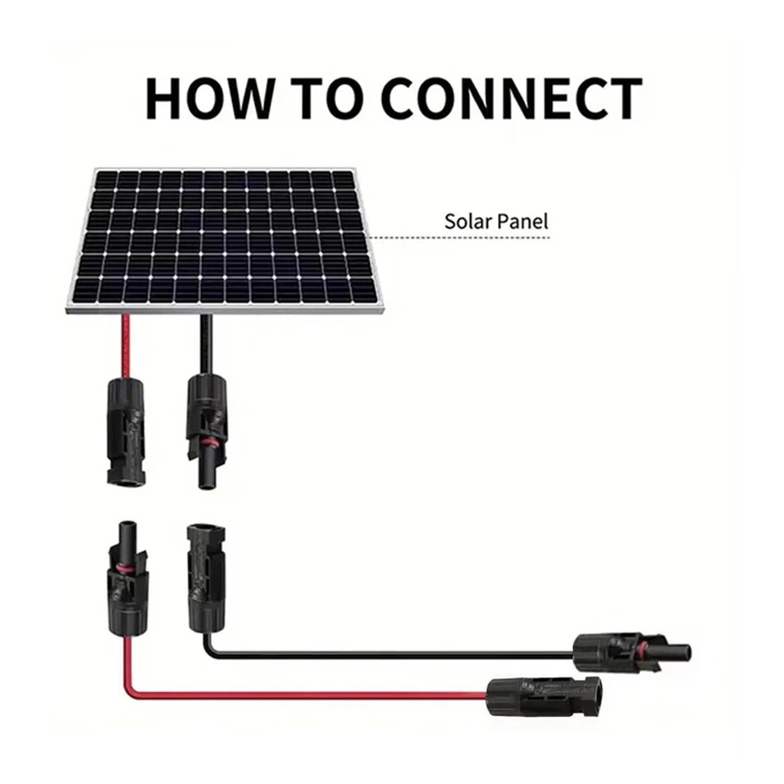 Kable solarne Przedłużacz fotowoltaiczny ze złączem MC, przewód 4 mm2 12 AWG, kabel PV TUV do paneli fotowoltaicznych, czerwona i czarna osłona (czarny, 10M_12 AWG-4MM2)