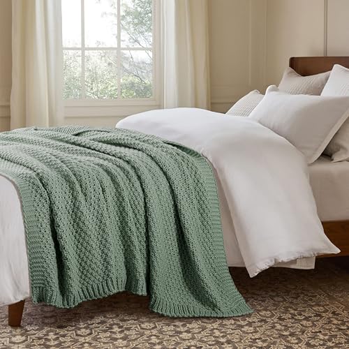 WDCOZY Chunky Cable Knit Throw Blanket Super Soft Warm Knitted Throw Blanket for Couch, Sofa, Chair, Bed Lightweight Breathable Cozy Comfortable Home Decorative Sage Green 50x60 Inches - image 2