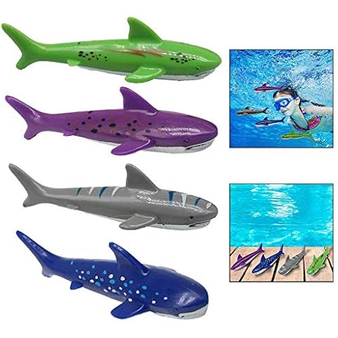 Xrten Set of 4 Pcs Underwater Game Diving Shark Toys, Pool Water Toys Set for Training Kids Cover