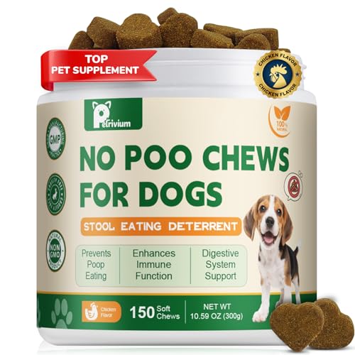 Petrivium No Poo Chews - Coprophagia Deterrent for Dogs No Poop Eating Deterrent for Dogs Stopping Dog from Eating Poop Supplement with Probiotics & Digestive Enzymes 150ct