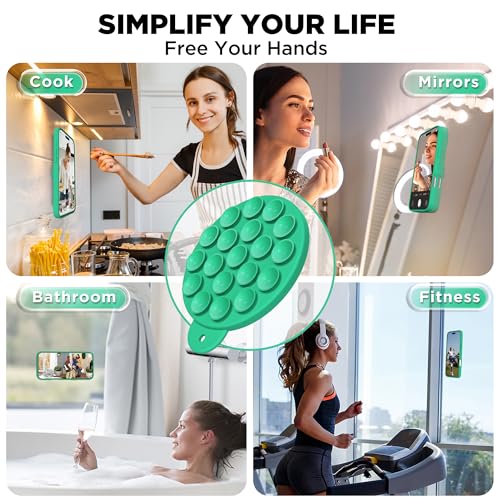 Image of Magnetic for iPhone 16 Case, Compatible with Magsafe, Suction Cup Phone Mount, [2 Screen Protectors][Camera Lens Protector] Silicone Shockproof Protective Slim Phone Cover 6.1 inch, Emerald Green