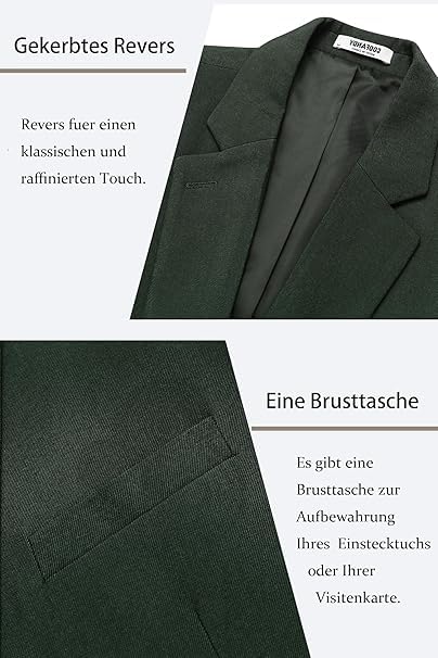 COOFANDY Chaqueta deportiva para hombre Blazer de negocios, para tiempo libre, chaqueta de traje para boda, traje de un botón, verde oscuro, XL