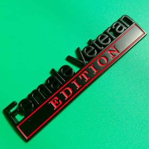 Image of Generic Female Special Veteran Edition Emblem with Strong Adhesive, Female Veteran Car Emblem 3D Badge Decal Car Truck Replacement Compatible with Universal Vehicle, Car, Truck, SUV (Black Red)