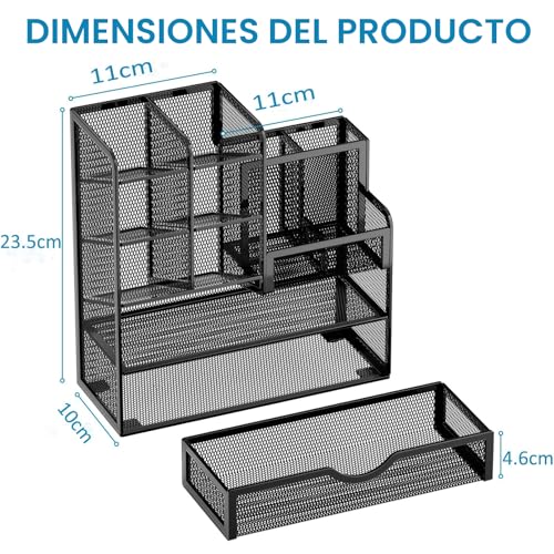 Miniatura 4 de Marbrasse Organizador De Escritorio, Malla Organizador Estacionario, Soporte Multifuncional Para Bolígrafos, Almacenamiento De Escritorio Y Cajón Para Oficina En Casa Negro