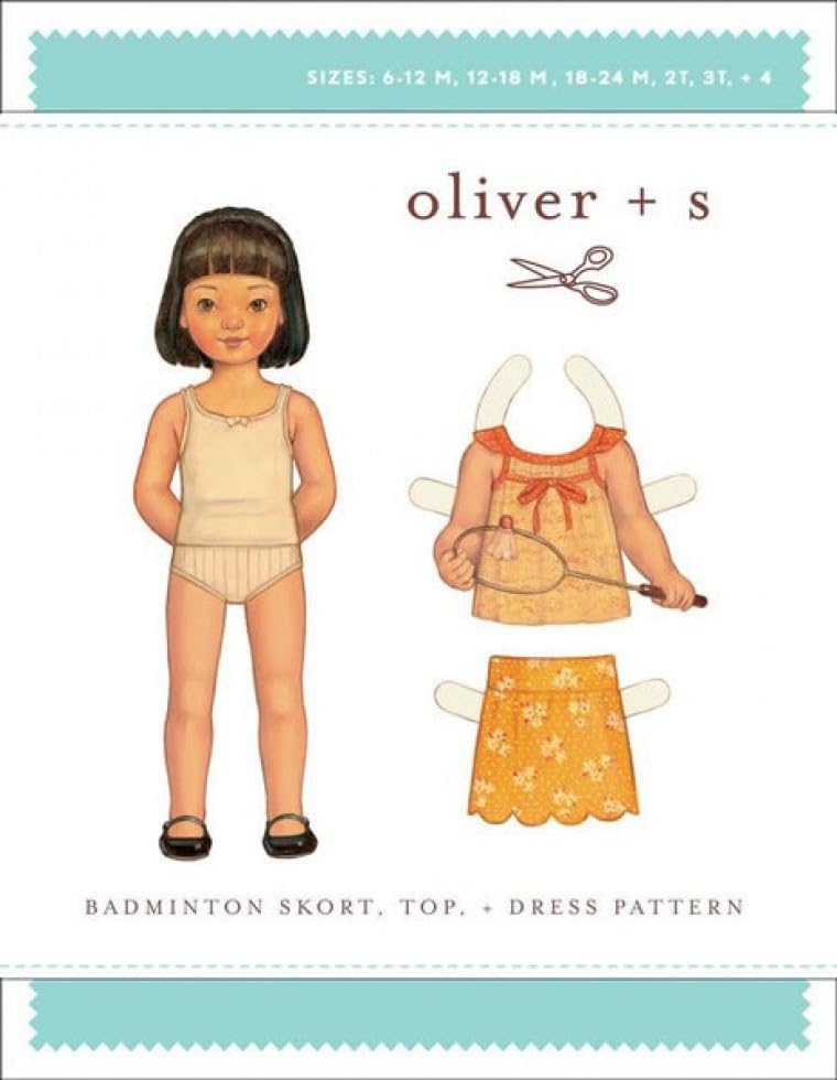 Oliver + S Girls Easy Sewing Pattern Badminton Skort, Top & Dress