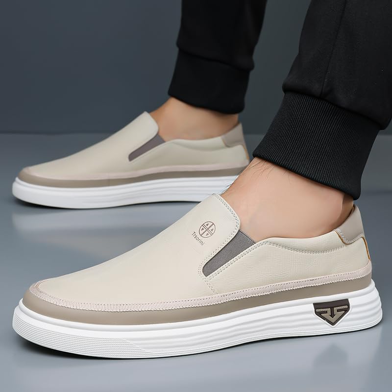 Image of Trsorini Mens Casual Shoes Soft Comfortable Flat Lightweight Moccasin Classic Breathable Leather Men's Shoes