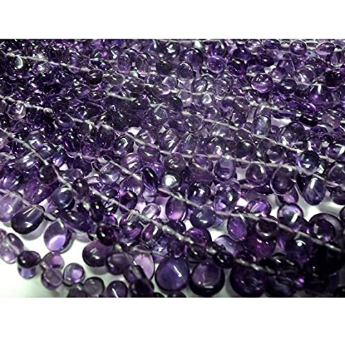 LKBEADS Amethyst Briolettes, Pear Beads, Briolette Beads, 5x7mm Beads, 5 Inch