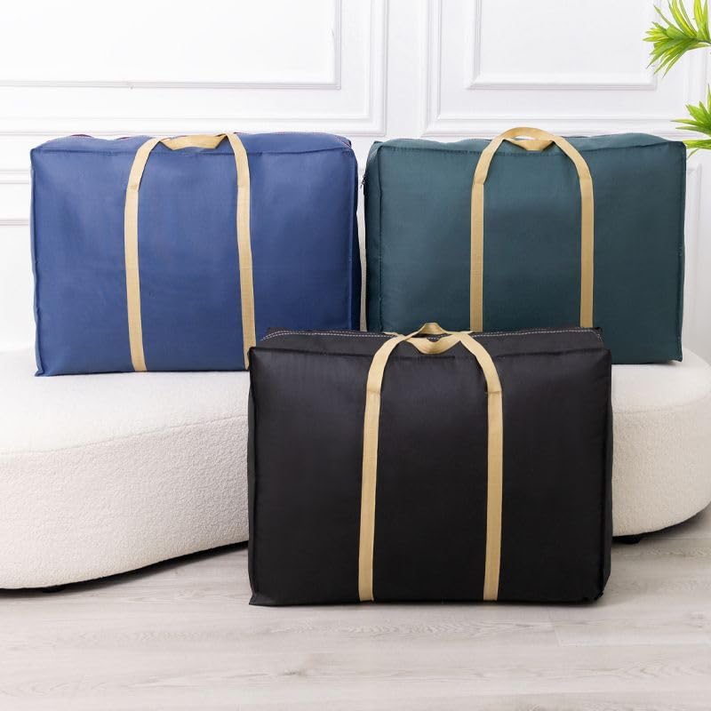 Heavy Duty Moving Bags Clothes Quilt Storage Luggage Packing Mobile Suitcases, Waterproof(Blue-58X40)