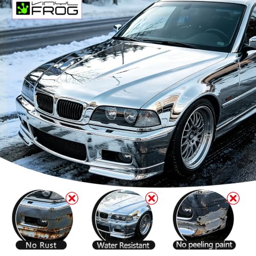 Image of VINYL FROG Car Wrap Vinyl 30x305cm Chrome Mirror Silver Self Adhesive Film DIY Decals Roll Air Release Technology