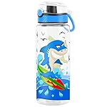Home Tune Cute Water Bottle for School Kids Girls, BPA FREE Tritan & Leak Proof & Easy Clean & Carry Handle, 23oz/ 680ml - Shark