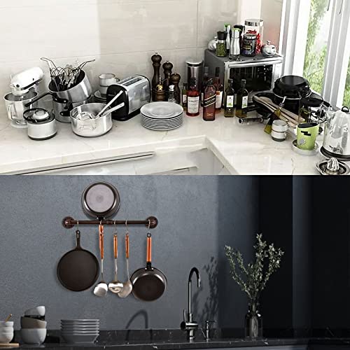 LINKPIPES Pipe Pot Pan Rack Wall Mounted Industrial Utensil Lid Holder Cookware Hanger Kitchen Organizer Hanging Bar Rail with S Hooks(24 inch,Red Bronze) - Image 3