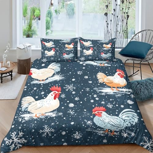 Drap de couette 3D imprimé poulet microfibre lavable machine literie grand format