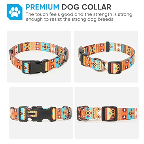 HEELE Hundehalsband, Hunde Halsband für Welpen Kleine Mittlere Große Hunde, Gemustertes Hundehalsbänder Verstellbares, Komfort, Robustem HundeHalsband, Bohemian Orange, M