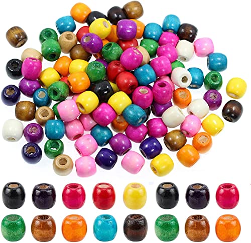 400Pcs Large Hole Barrel Wood Beads