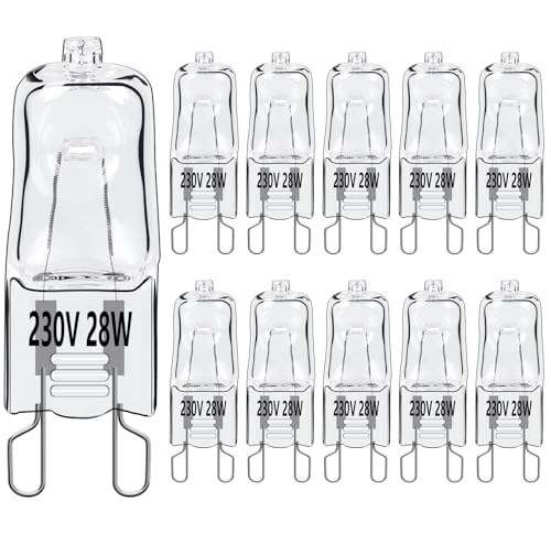 Vanke G9 Halogen Light Bulb 28W, Dimmable Capsule Bulbs Warm White 2800K, Energy Saver No Flicker Bulb, 560 Lumen, 10-Pack