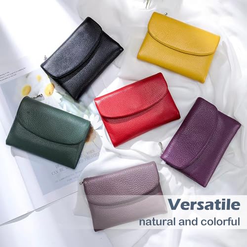 Unisex Pebble Leather Wallet, Multicolor Genuine Leather Short Wallets for Women & Men, Small Full Grain Coin Purse with Credit Card Holder for Coins and Cards (#1)4