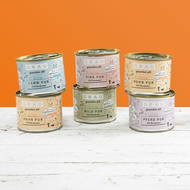 GRAU – das Original – Nassfutter für Hunde - Mischtray Hund Pur Generation Pet, 6er Pack (6 x 200 g), Mix aus Allen Pur-Sorten