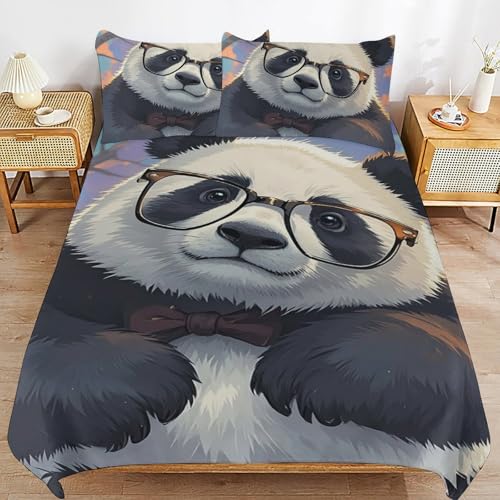 Housse de couette panda 178x218 cm avec 2 taies d'oreiller lit simple