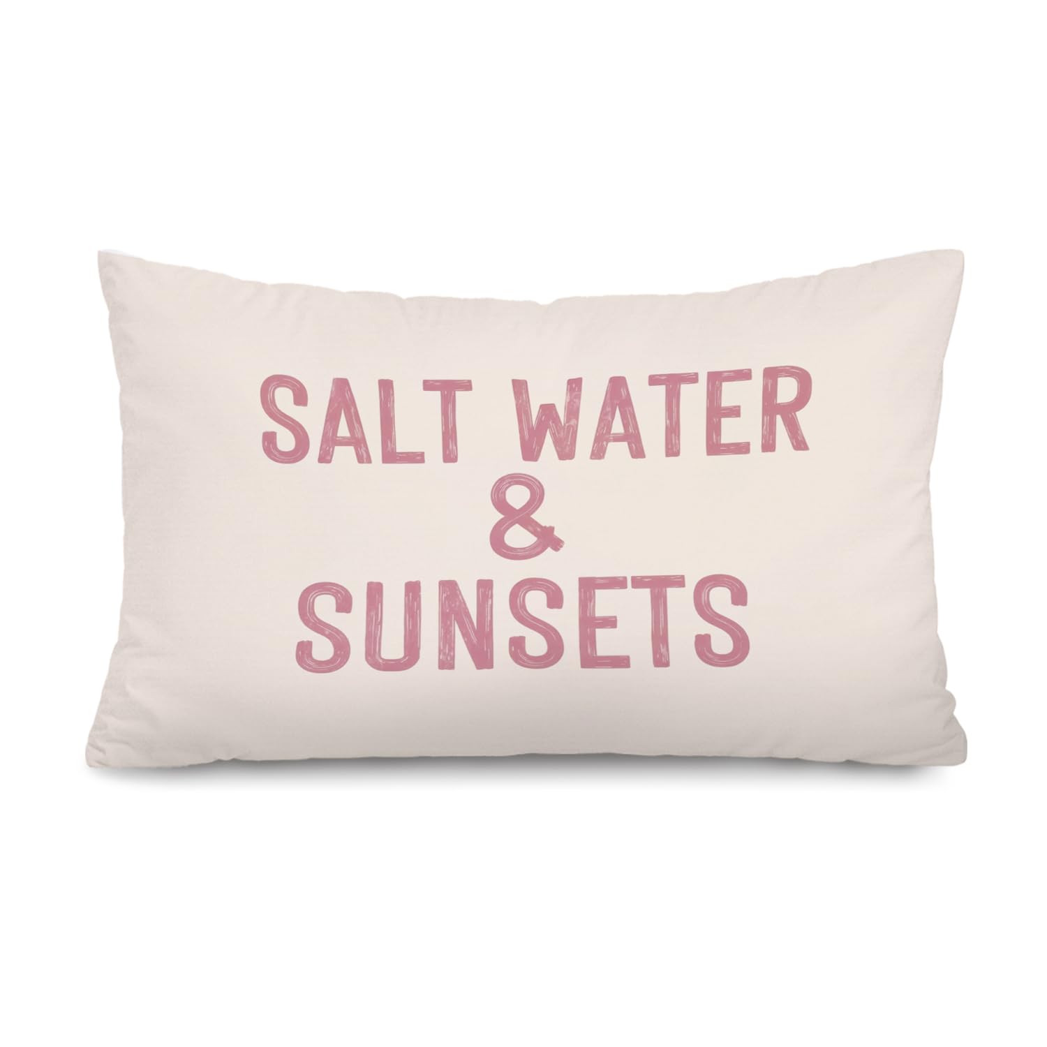 Lacama Pink Coastal Beach 12x20 Pillow Cover, Preppy Beach Room Decor, Salt Water and Sunsets Coastal Beachy Decorative Lumbar Throw Pillow Covers Pillowcases for Couch Bed Girly Bedroom Room Dorm