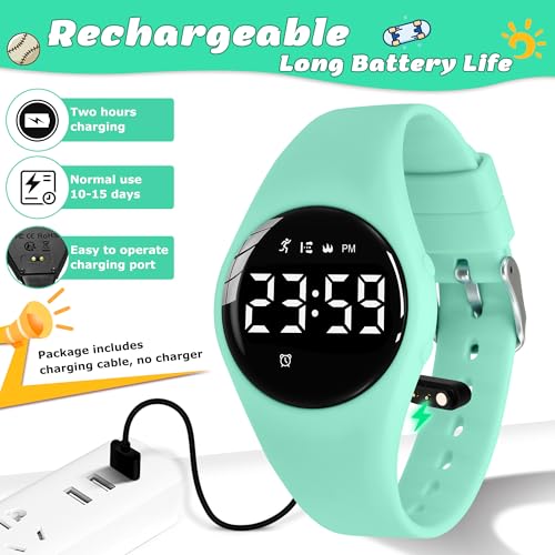 Image of Kids Watches for Girls Boys Digital Sport Watch with Step Counter Pedometer Vibration Alarm Clock, No App Waterproof Fitness Tracker Kids Watch Boys Girls Teens Students Ages 5-16