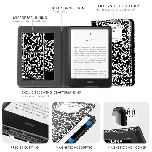 Image of CoBak Stand Case for 7 inch Kindle Paperwhite 12th Gen 2024 and Kindle Colorsoft with Hand Strap - Compatible with iPhone MagSafe, for Samsung /Belkin /Anker Wireless Charging Pads, Durable, Auto Sleep Wake