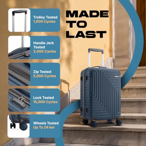 Image of American Tourister Ivy NXT | Cabin Trolley Bag (55 cm) | 360 8 Wheel Travel Luggage | 2 Compartments | Hard Luggage Polycarbonate Suitcase | Mounted Combination Lock | 3 Years Global Warranty | Blue