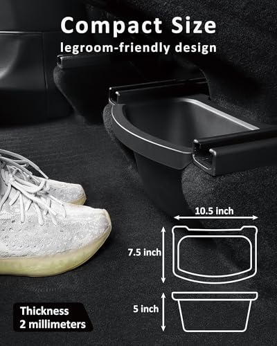 Image of for Tesla Model Y Juniper Refresh 2026 2025 Rear Center Console Trash Can Garbage Bin, 2nd Row Under Seat Storage Box Organizer Tesla Y Accessories, Perfect Fit, TPE