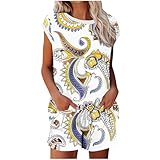 Conjunto Deportivo Mujer,Chandal Mujer de 2 Piezas Baratas Chándal de Gimnasia para Entrenamiento Impresión Camiseta Manga Corta y Pantalon Corto Deporte Casual Ligera Traje de Casa Suelto de Verano