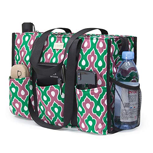 Image of TOPDesign Utility Water Resistant Tote Bag with 13 Pockets, Top Zipper Closure & Thick Bottom Support, for Working Women