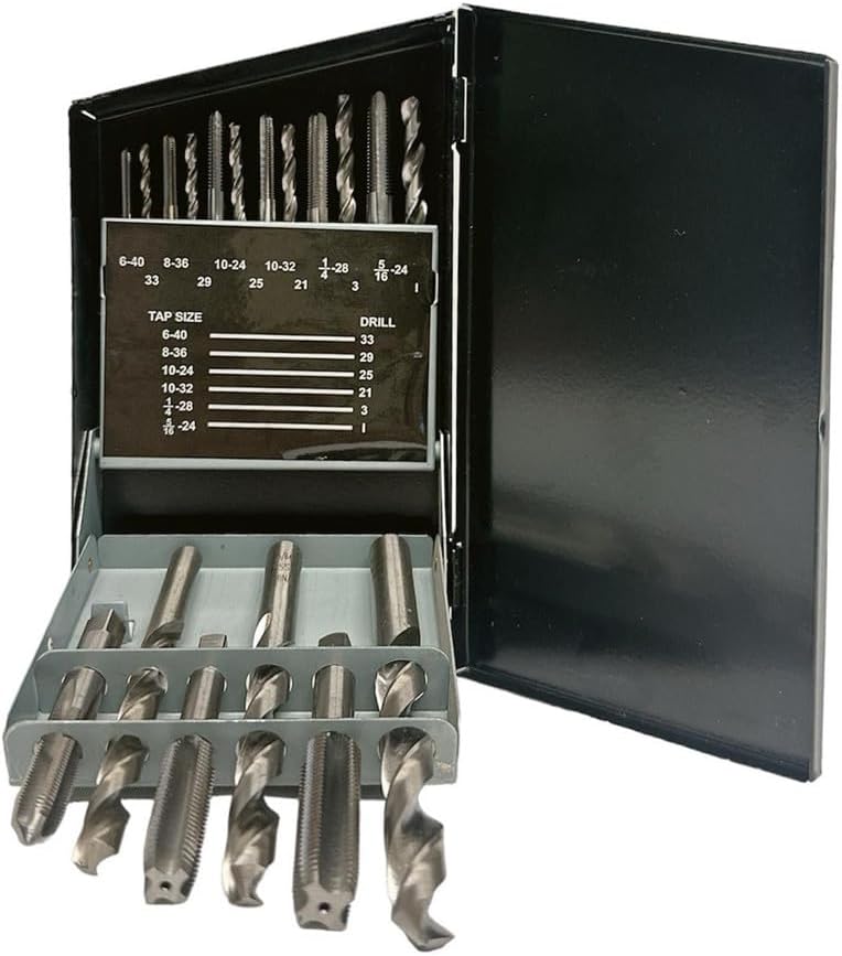 18 Pc HSS UNF Tap Drill Set High Speed Steel Drilling Bit Plug Chamfer Tap Drill