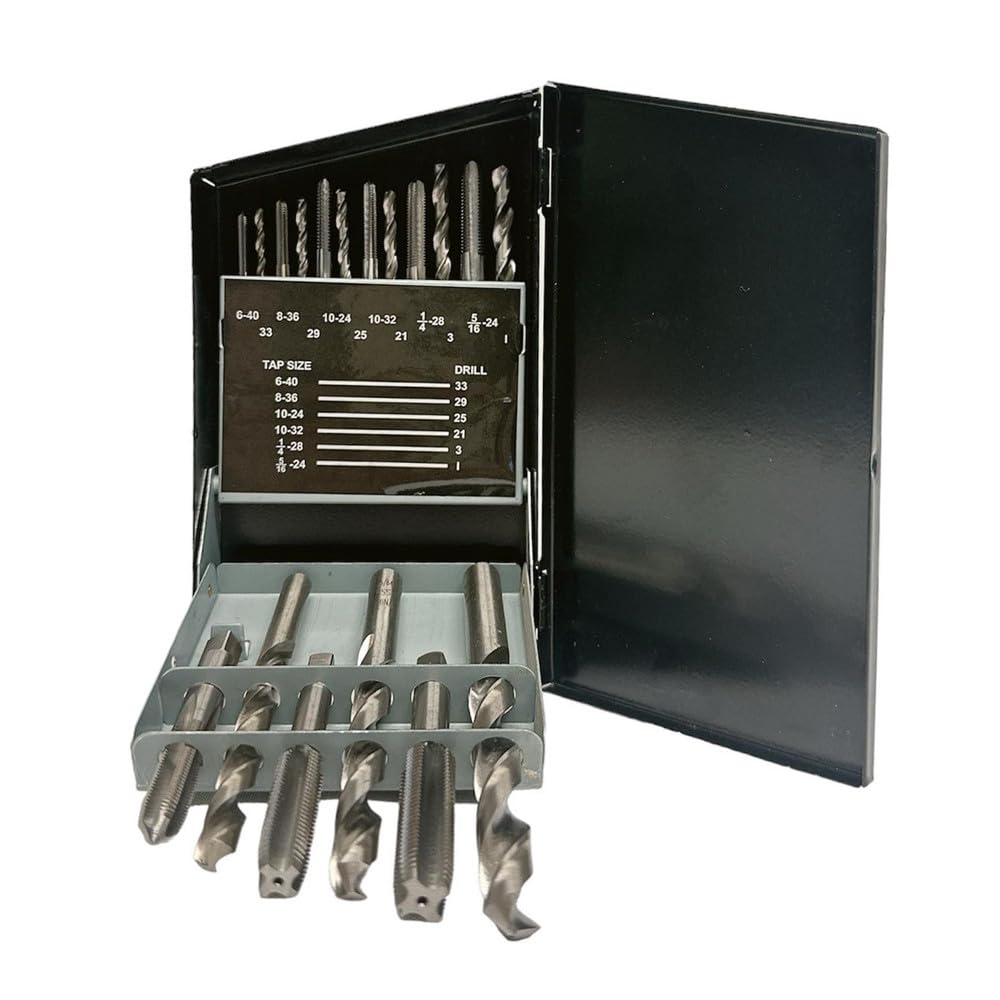 DBMIMPORTERS 18 Pc Hss UNF Tap and Drill Set Drilling Bit with Storage Case