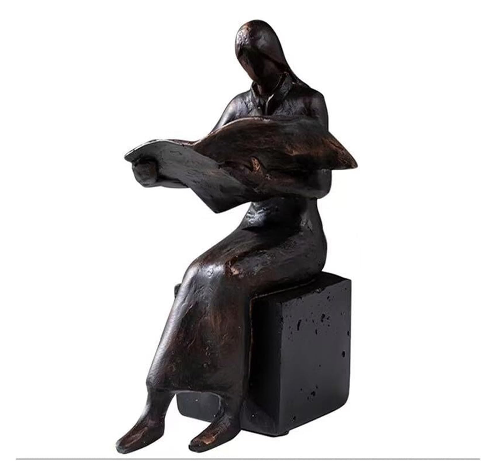 Yofab Office Cubicle Decor Creative Abstract Reading Character Figurine Sculpture Decor 2 Colors to Choose Coffee Table Centerpiece(Bronze Style a)