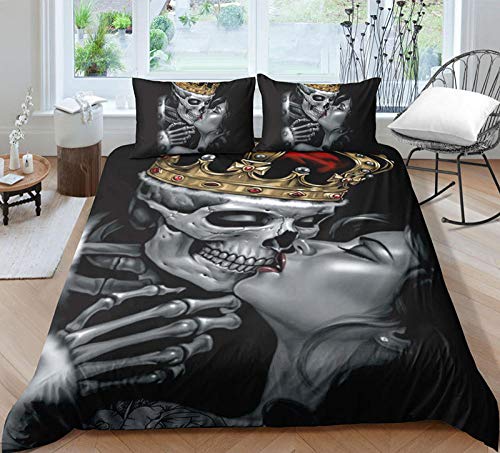 3D Digital Printing Scream Skull Bedding Set Skull Duvet Cover Microfiber Set 220x260cm
