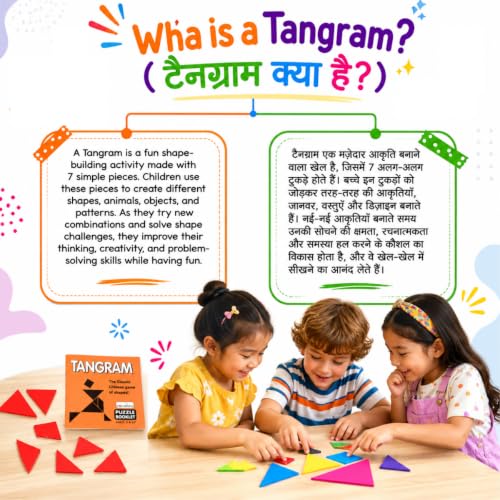 Image of Creative's Challenger, Tangram Problem Solving Board Games, 2 Sets 7-Piece Tangrams Two Difficulty Levels Play Cards Dice, Shapes Spatial Reasoning, Geometry Maths, Educational Toys, Ages 6+