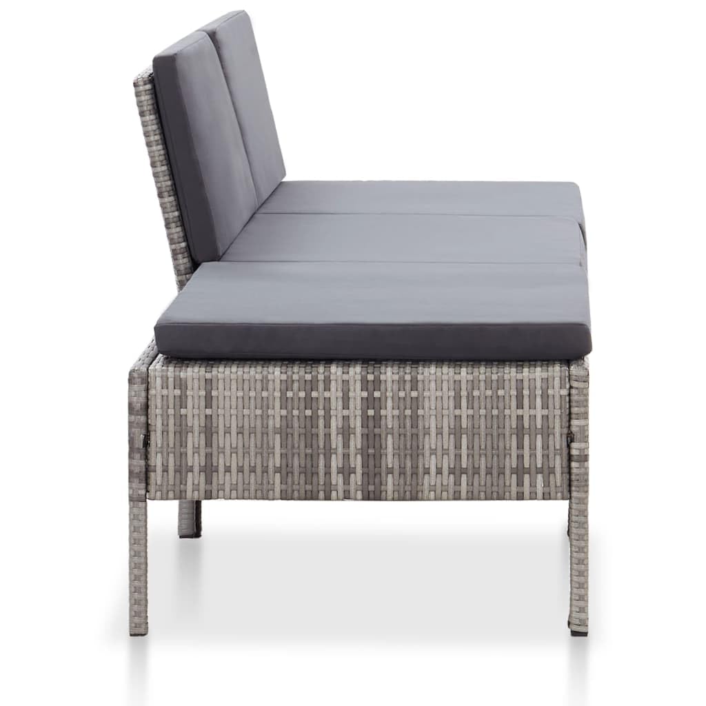vidaXL Salon de Jardin 3 pcs avec Coussins Résine tressée Gris