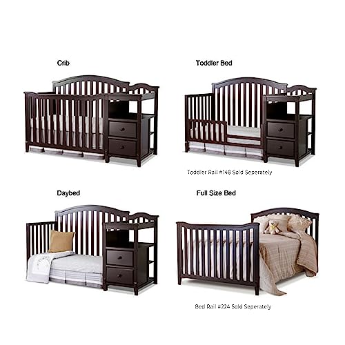 Image of Sorelle Furniture Berkley Crib and Changer with Slat Panel Back Classic -in- Convertible Diaper Changing Table Non-Toxic Finish Wooden Baby Bed Toddler Childs Daybed Full-Size Nursery - Espresso