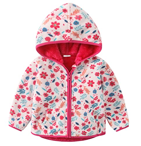 Bigorsmall Toddler Polar Fleece Jacket Hooded Baby Boys Girls Autumn Winter Long Sleeve Thick Warm Outerwear ( White, 2 T) #TOP1