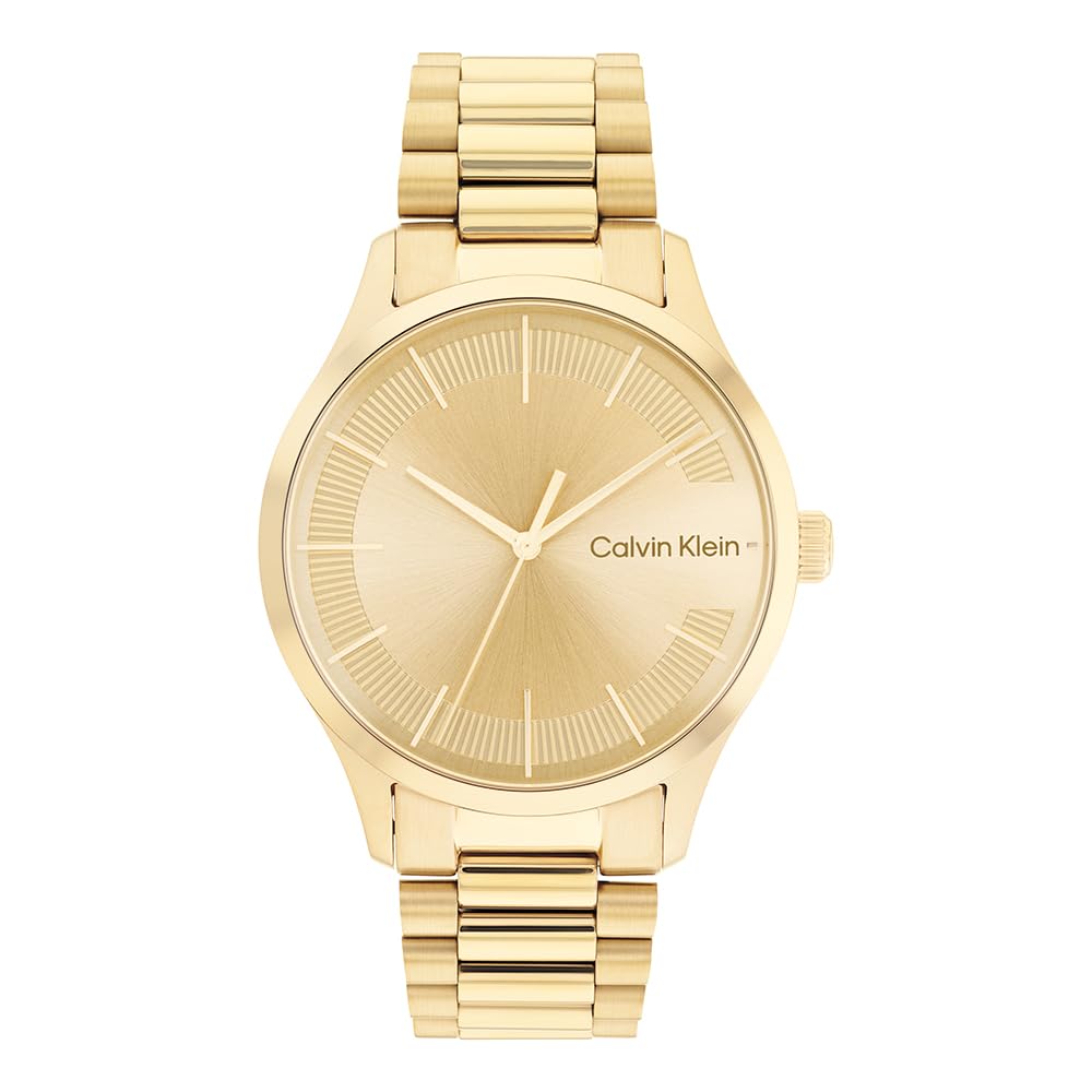 Calvin Klein Analogue Quartz Watch for Men and Women Iconic Bracelet - 40MM Collection with Gold Colored Stainless Steel Bracelet - 25200038